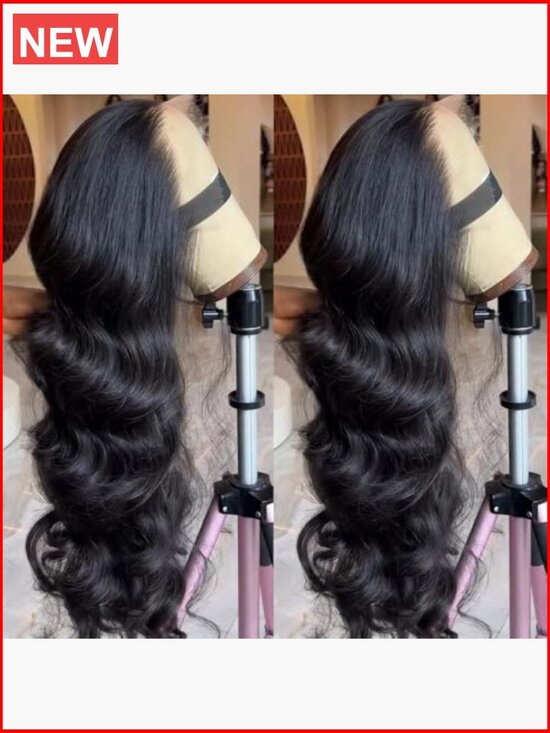 13x4 Deep Wave Lace Front Wig HD Synthetic Glueless Pre Plucked Natural Hairline